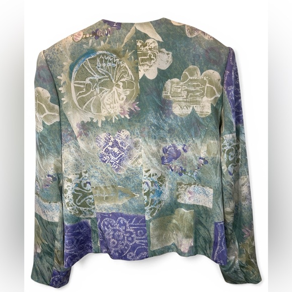 VTG Anne Crimmins for UMI Collections 100% Silk Skirt Suit Set Size 16 Abstract - Picture 3 of 8